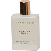 Sand and Fog Vanilla Musk rollerball bottle shows warm, long-lasting fragrance.
