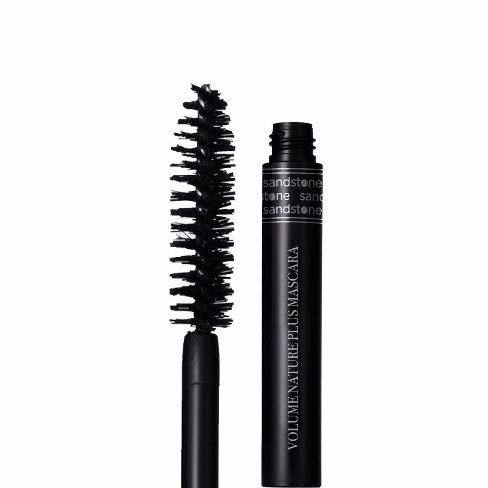Sandstone Scandinavia Volume Nature Plus mascara tube showing dramatic lashes
