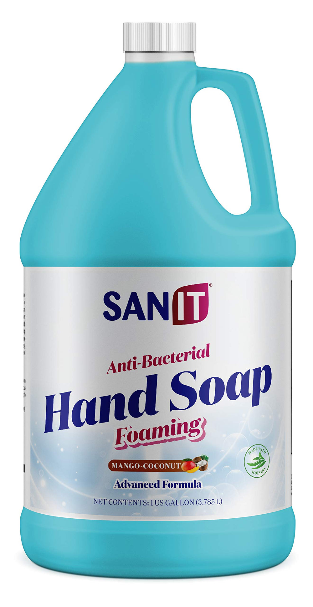 Sanit mango coconut refill bottle for long-lasting hand cleansing.