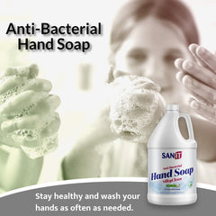 Sanit Silky Clean creamy lather closeup — luxurious foam for thorough handwashing.