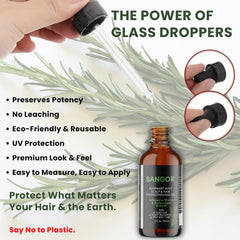 SANOOR oil in glass bottle packaging emphasizes plastic-free sustainability