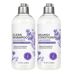 SANZHUAN Lavender Shampoo bottle pour showing gentle cleansing and hydration.