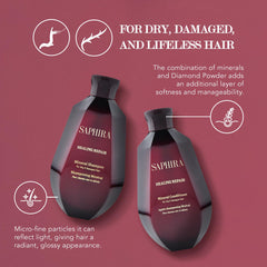 Saphira Healing Repair conditioner bottle for detangling and smoother finish.