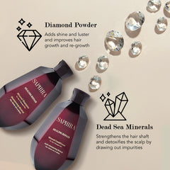 Saphira Healing Repair shampoo lather visible, delivering a refreshing cleanse.