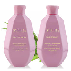 Saphira Volume Boost Shampoo bottle, sleek and easy to use.