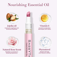 SASSYTIP Nail Hydration ingredients visual highlighting nourishing formula.