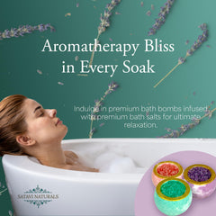 Satavi Naturals lavender bath bomb for a calming bath experience.