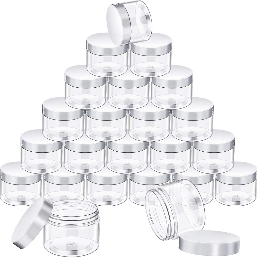 SATINIOR clear plastic jar with wide mouth and lid for easy cream storage.