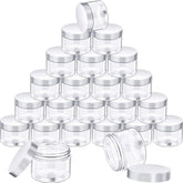 SATINIOR clear plastic jar with wide mouth and lid for easy cream storage.