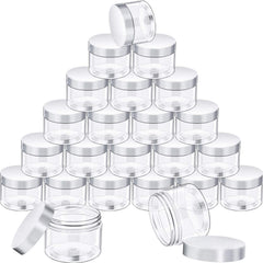 SATINIOR clear plastic jar with wide mouth and lid for easy cream storage.