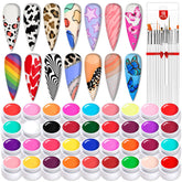 SAVILAND 36-color gel kit box displaying vibrant rainbow colors for DIY nails
