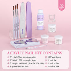 SAVILAND acrylic powder colors collection with clear, white, and pink shades