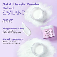 SAVILAND acrylic powder white close up for crisp nails