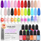 SAVILAND 24-color airbrush gel nail polish bottle closeup for vivid color control.