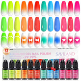 SAVILAND airbrush gel polish 12 fluorescent shades for vibrant UV glow
