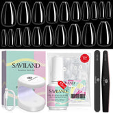 SAVILAND beginner nail kit box with 500 clear tips for precise sizing