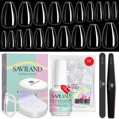SAVILAND beginner nail kit box with 500 clear tips for precise sizing