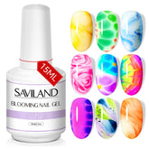 SAVILAND Blooming Gel clear bottle showing bloom-ready base for at-home nail art