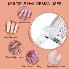 SAVILAND Builder Nail Gel Kit with nude pink gel for natural-looking nails and easy shaping.