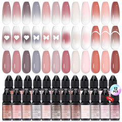 SAVILAND cappuccino airbrush collection hero demonstrates instant-use nails
