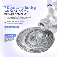 SAVILAND chrome-silver nail polish brush applying a smooth, glossy coat.