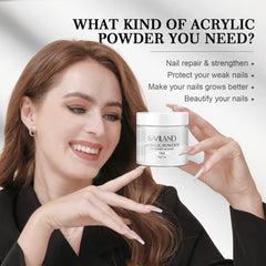 SAVILAND clear acrylic powder 150g jar side view, compact storage.