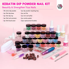 Dip liquid set includes base, top coat and activator for durable finishes.
