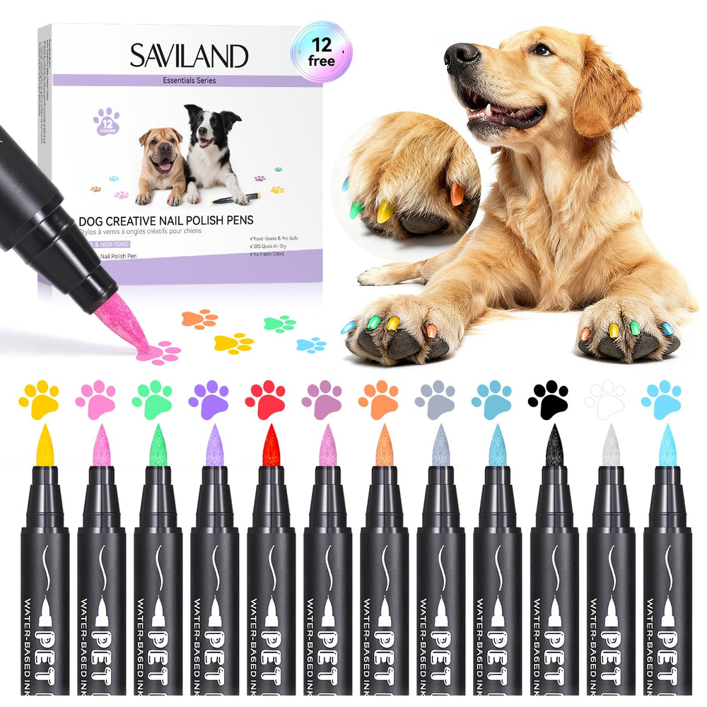 SAVILAND dog-nail polish pens 12 colors display for quick pet nail art