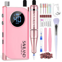 SAVILAND electric nail drill at 40000 rpm in pink for fast shaping