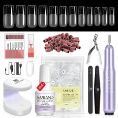 SAVILAND Gel Nail X Kit with 500 long square tips for easy long-lasting manicures.