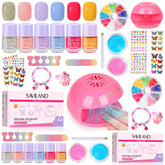 SAVILAND Kids Nail Polish Kit front view showing compact all-in-one setup