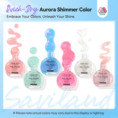 SAVILAND Pearlescent Nail Polish Set Pearl Pink on nails for soft elegance.