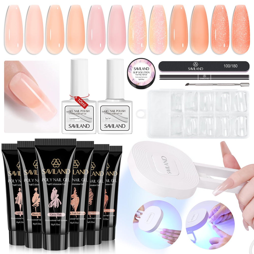 Saviland Poly Gel Kit with six colors for quick at-home nail extensions