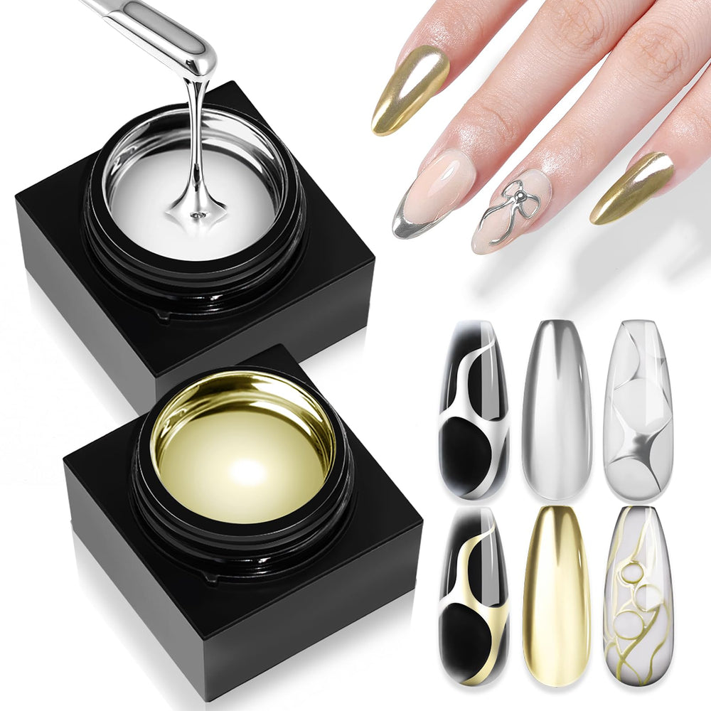 SAVILAND Silver chrome gel polish for a shiny metallic manicure
