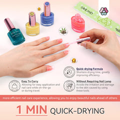 SAVILAND top coat bottle adds shine and protection to finished nails.