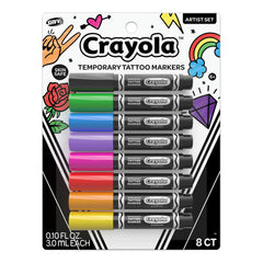 Savvi Crayola 8ct tattoo markers color palette for vibrant temporary designs.