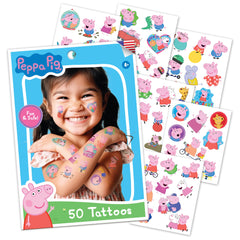 Savvi Peppa Pig tattoos: 6-sheet pack with vibrant designs for kids' party activities.