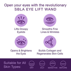 SBLA Eye Lift Wand close-up on eyelids illustrating smoothing and lifting potential