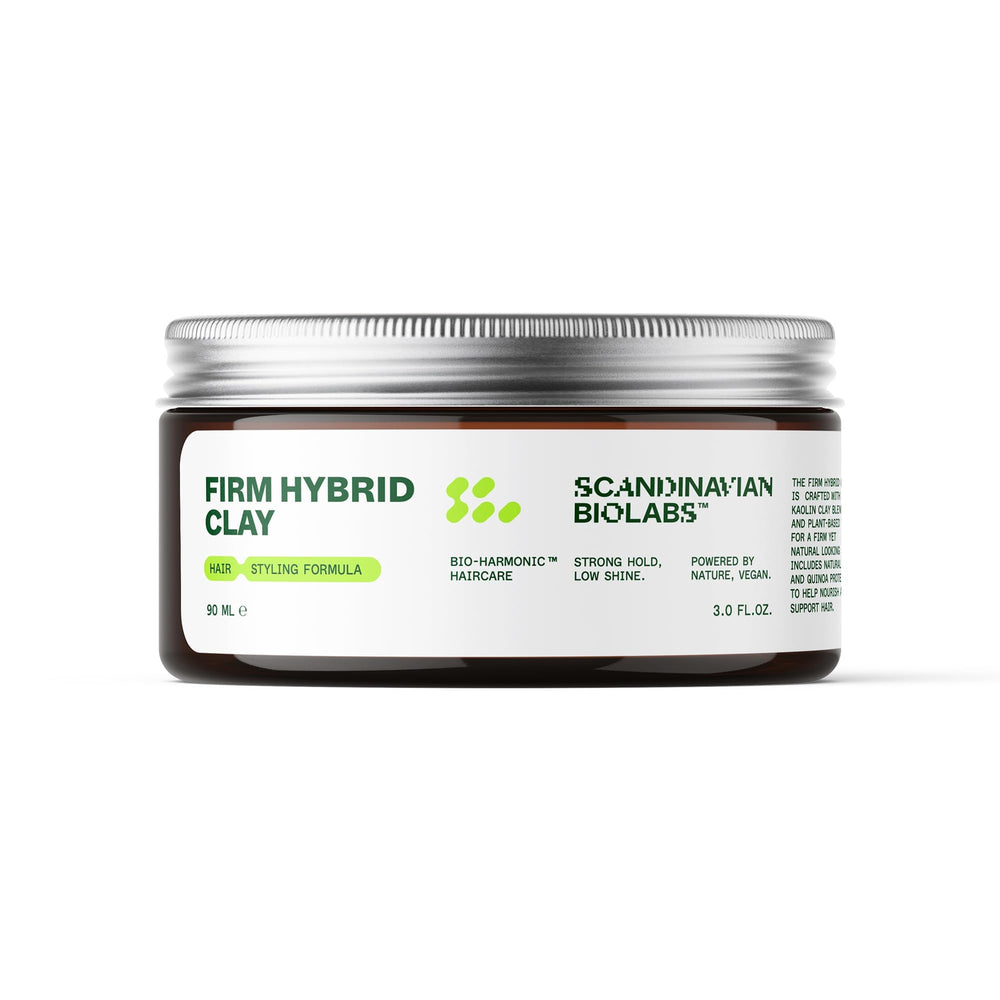 Scandinavian Biolabs Firm Hybrid Clay with strong hold for versatile styling.