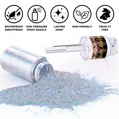 Scarman Glint-Rainbow arm-shoulder glow highlights long-lasting sparkle on skin.