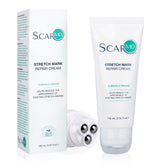 ScarMD Stretch Mark Repair Cream jar shows smooth texture and potential to reduce redness.