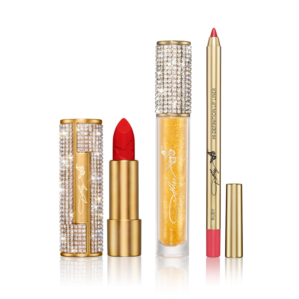 SCENT BEAUTY Dolly Jolene Red lipstick on a chic vanity for a bold, lasting color