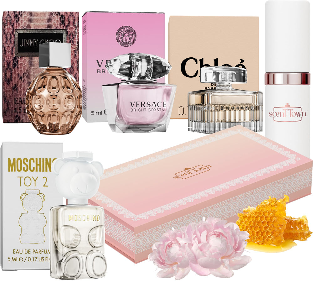 Scent Town gift box with designer perfume samples for easy gifting