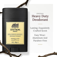 STETSON gel deodorant texture allows smooth application for on-the-go grooming.