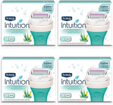 Schick Intuition Pure Nourishment refills on packaging highlighting coconut milk and almond oil for a gentle shave.