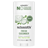 Schmidt's Fresh Cucumber deodorant stick application for all-day odor protection.