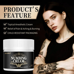 SCHOELIF fast-acting numbing cream dab on skin demonstrates quick relief potential