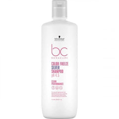 Schwarzkopf BC pH4.5 Color Freeze Micellar Silver Shampoo bottle refreshing cool tones.
