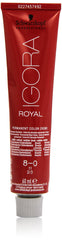 Schwarzkopf IGORA ROYAL 8-0 bottle displays light blonde shade with natural tone