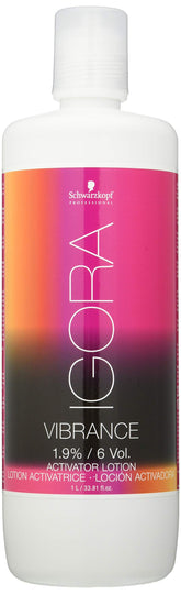 Schwarzkopf Igora Royal Vibrance Activating Lotion bottle pour enables precise mixing for dark hair.